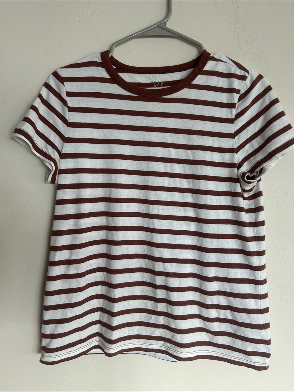 GAP White & Brown Striped Short-Sleeve Tee